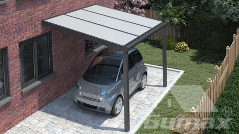 Gumax carport 3.06m  x 2.5m modern antraciet opaal polycarbonaat boven