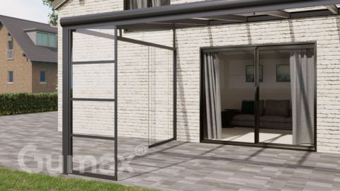 Steel Look glass sliding door 1-rail system matt anthracite 1960mm wide with passage height of 2680mm – 2720mm